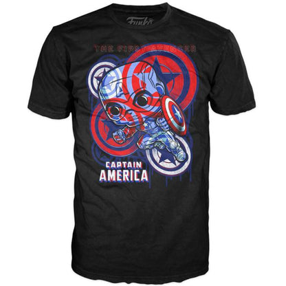 Pack Funko POP + Camiseta Capitán América 36 Art Series - Civil War - Marvel Exclusivo