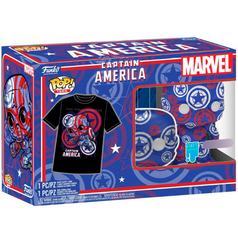 Pack Funko POP + Camiseta Capitán América 36 Art Series - Civil War - Marvel Exclusivo